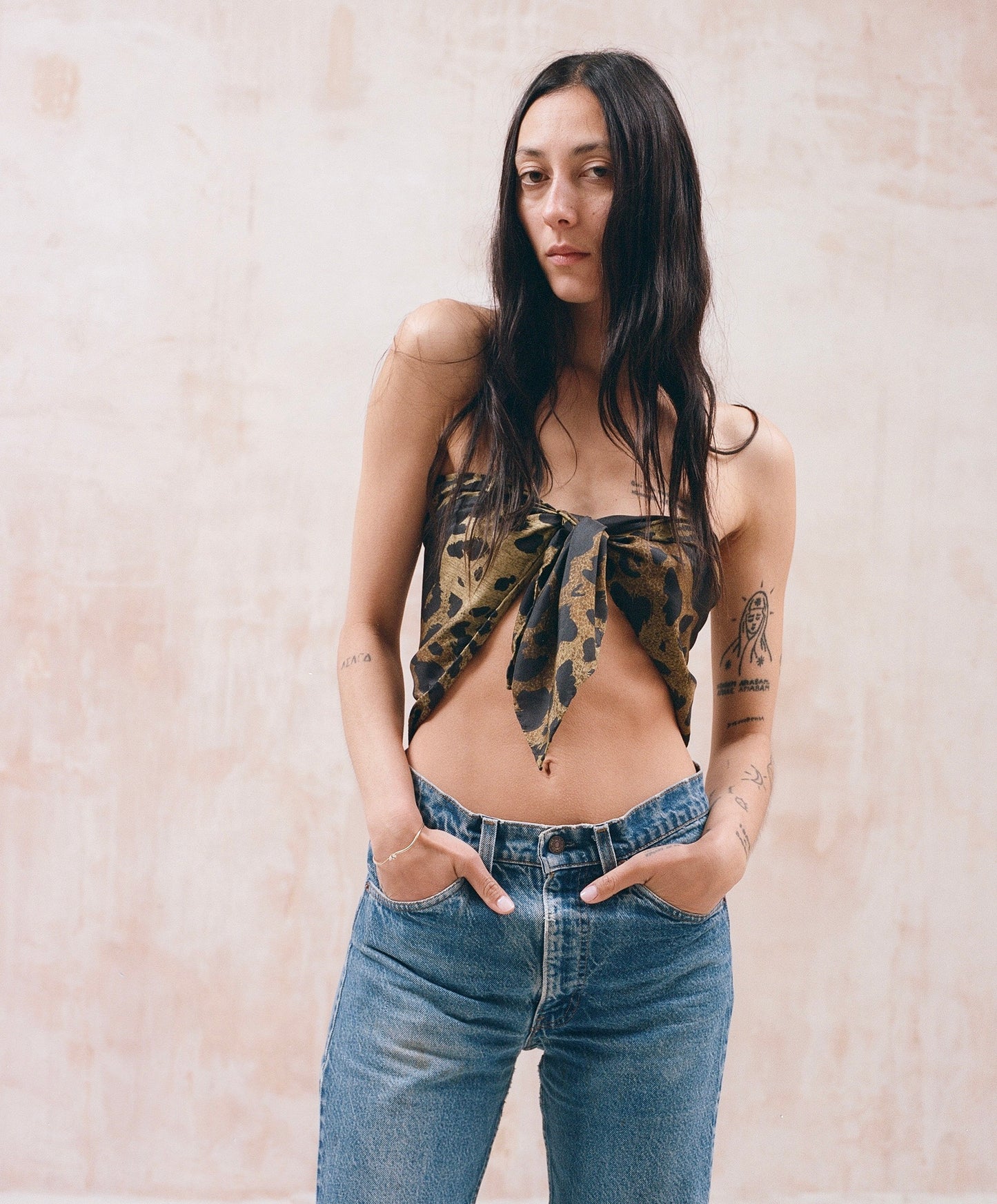 leopard print and tiger print silk scarf