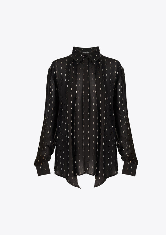 Gold fleck tick neck button through shirt