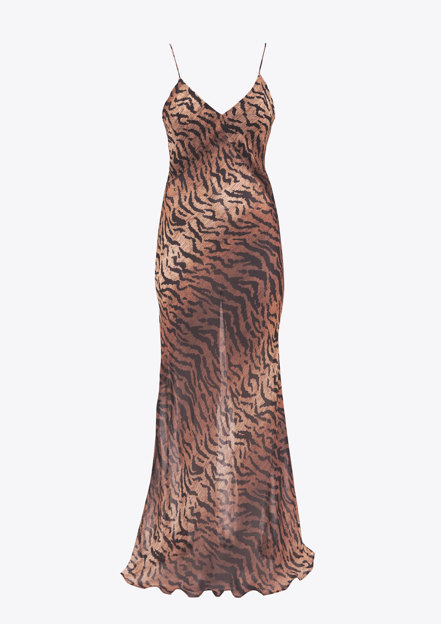Tiger leopard print silk slip dress backless