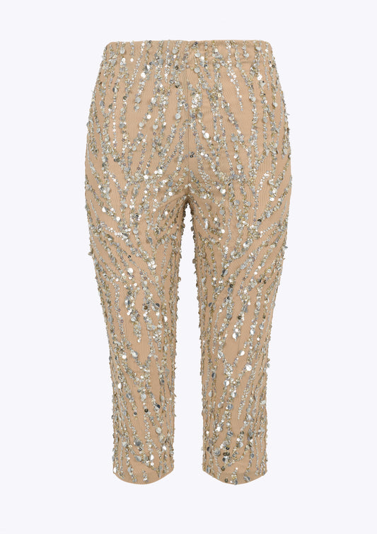 Sequin and crystal embellished trousers