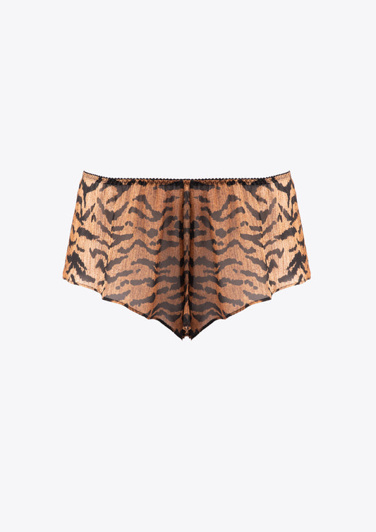 Tiger animal print silk french knicker shorts