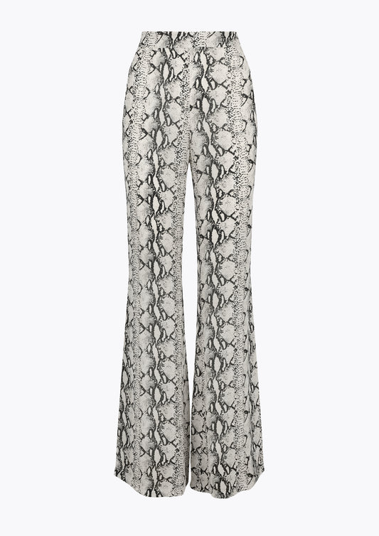 Snake print silk flares flared trousers 