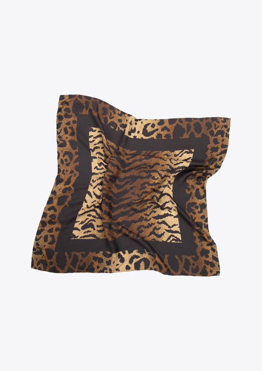 leopard print and tiger print silk scarf