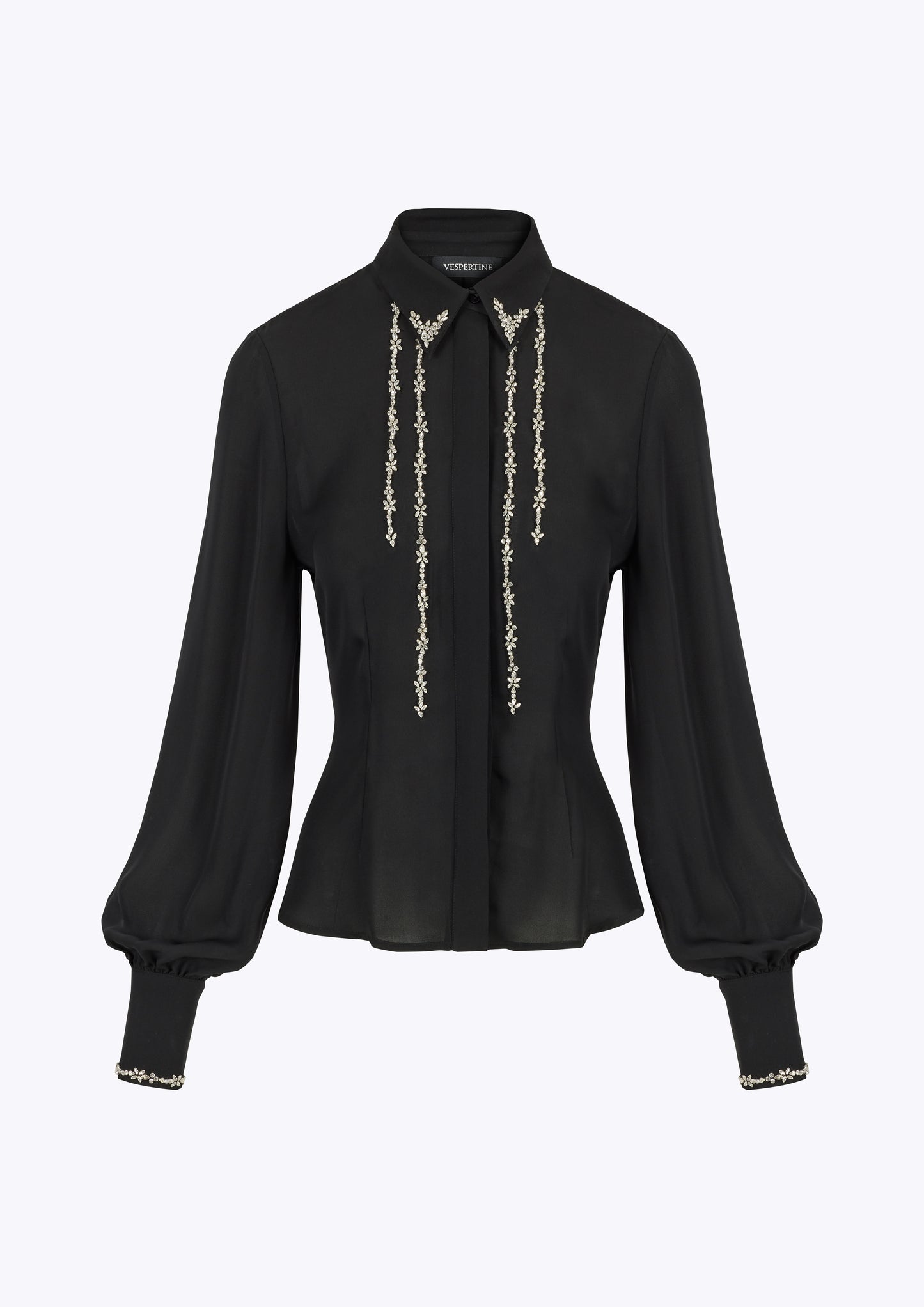 Crystal embellished Western silk evening blouse 